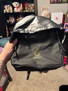 Versace Parfums Black Logo Backpack for Men